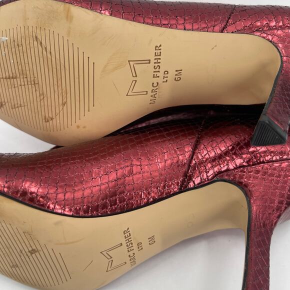 Marc Fisher LTD Boots Size 6 Haylian Point Toe Ankle Reptile Print Metallic Heel - Picture 10 of 15